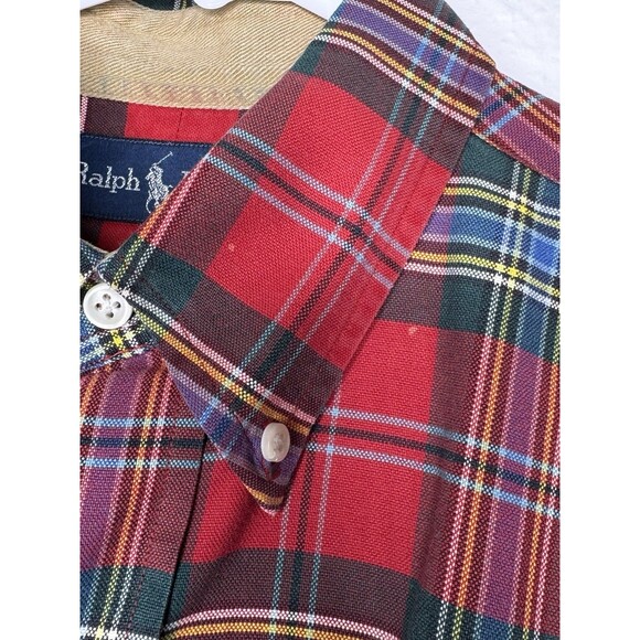 Vintage Polo Ralph Lauren Red Green Plaid Tartan Plaid Button Down Shirt Small - Picture 8 of 16